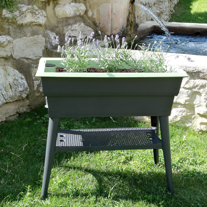 Planter, 50cm H x 81cm W x 39cm D, Grey/Lime Green