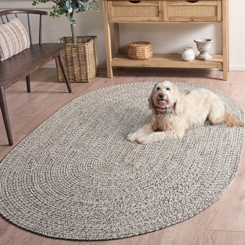 Tapis d'intérieur en coton tressé à tissage plat, Ovale 5 pi x 8 pi