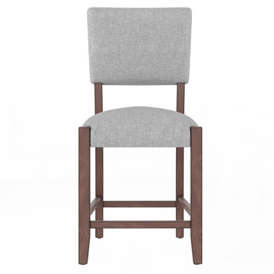 Ensemble de 4 tabourets de bar de style moderne Mid-Century avec dossier - sièges rembourrés en lin et pieds en bois massif