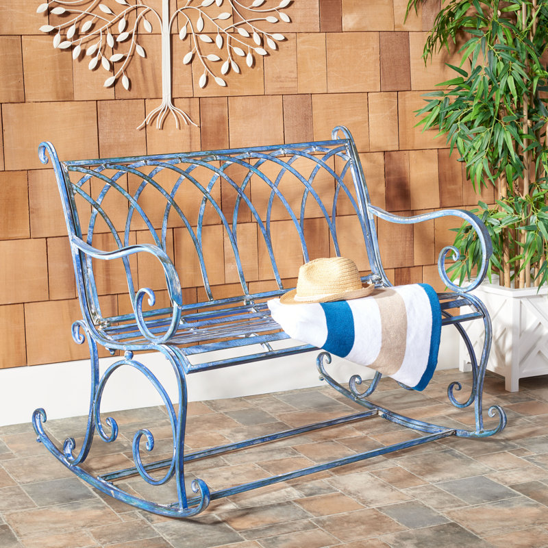 Banc de jardin en fer Baptista, Bleu antique