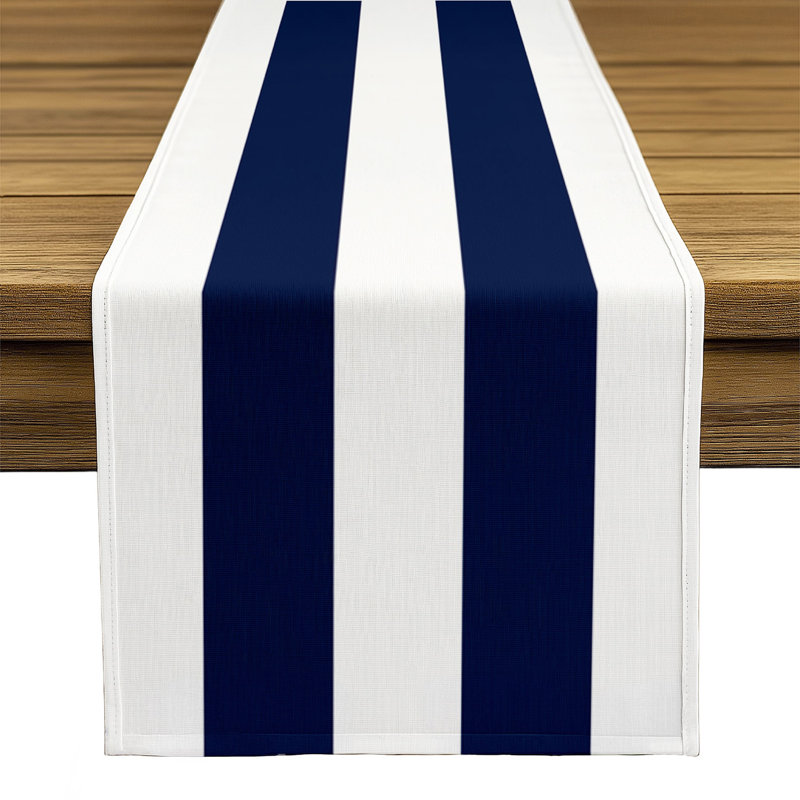 Navy Striped Table Runner 72" x 12", 72" L x 12" W, Navy