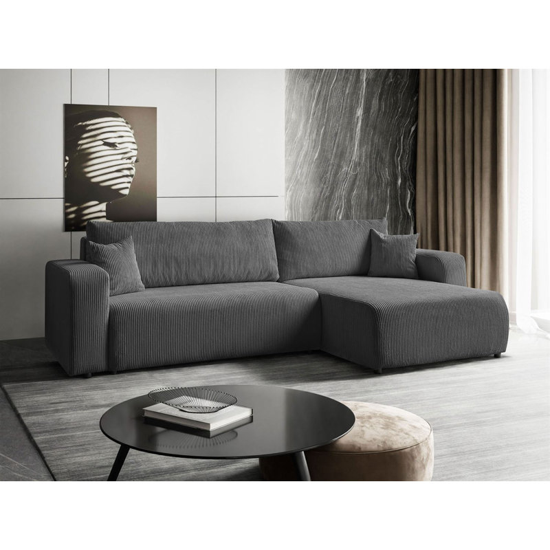 Cittlali 4 Seater Sectional Sofa Bed, Grey/Brown/Blue