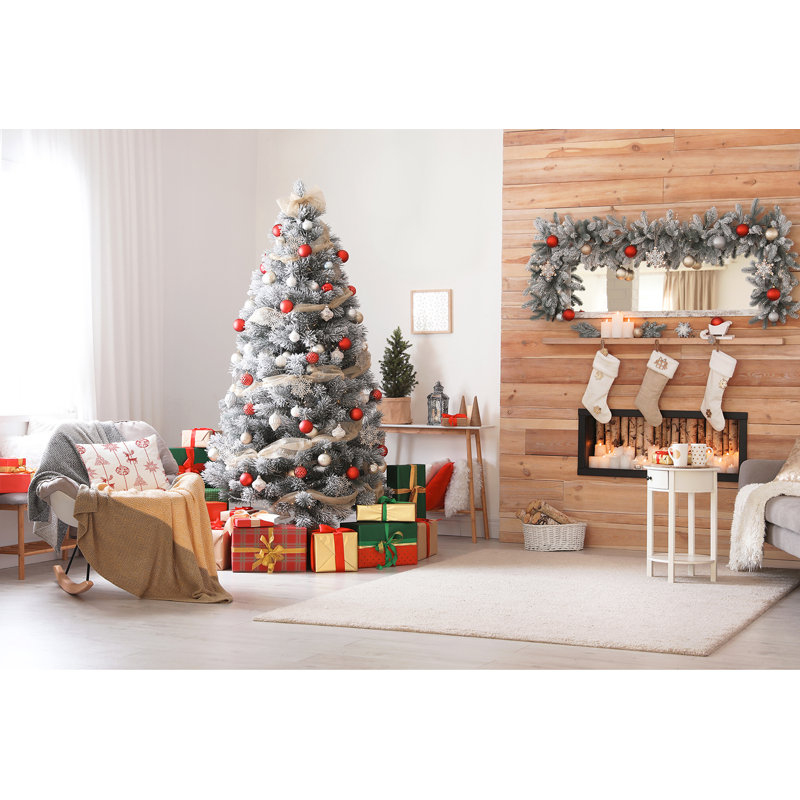 Coussin décoratif avec lignes de Noël, Blanc, H 26 po x l 26 po