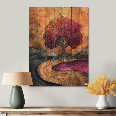 Tree Of Life Into The River Of Existence - Tree Of Life Wood Wall Art - On Natural Pine Wood
