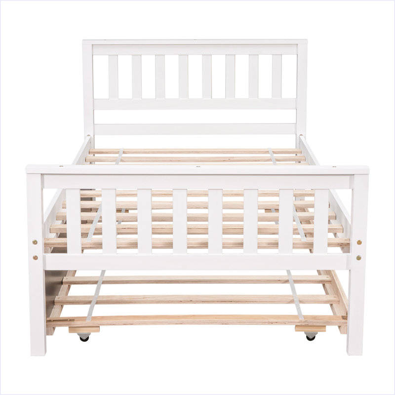 Lit simple avec lit gigogne, Blanc