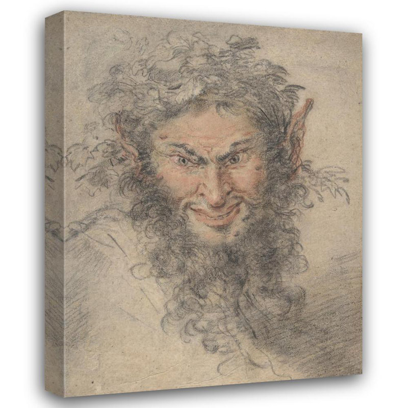 «Head of a Satyr» par Circle Of Antoine Watteau - Art mural sur toile tendue avec châssis, H 24 po x l 17 po