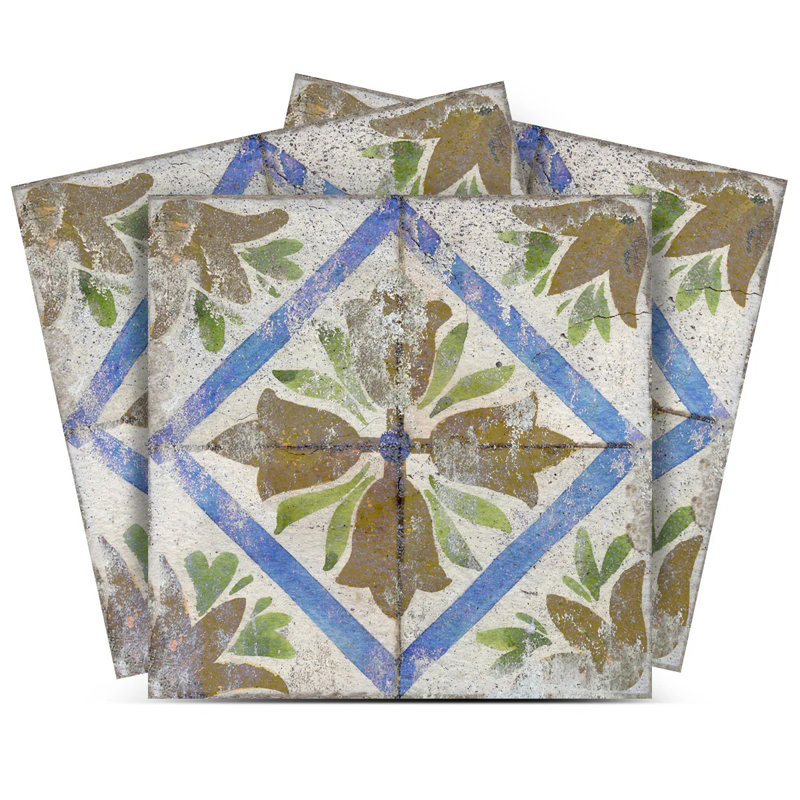 8 in. W x 8 in. L Fireplace Surround and Shower Peel and Stick Mosaic Tile, Bleu / brun / vert / beige