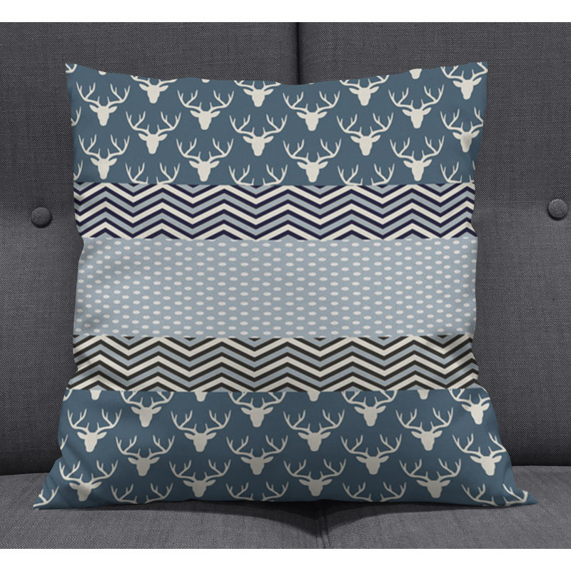 Throw Pillow With Insert, Blue Chevron 2, 18"H x 18"W
