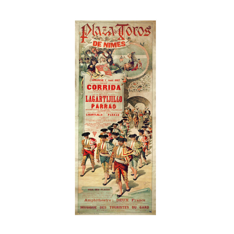Estellor, J. And Pastor, E. Bullfight At Plaza De Toros, Nimes, 1897 Canvas Art, 19" H x 8" W
