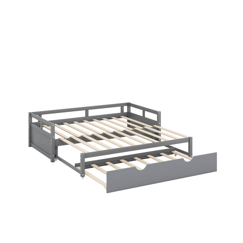 Twin Size Extending Daybed With Trundle, Gray