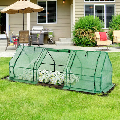 Portable Mini Greenhouse Outdoor Garden with Large Zipper Doors and Water/UV PE Cover