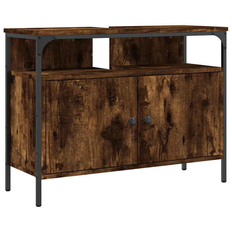 Kynsli Bathroom Sink Cabinet 31.5"x11.8"x23.6" Engineered Wood, Smoked Oak