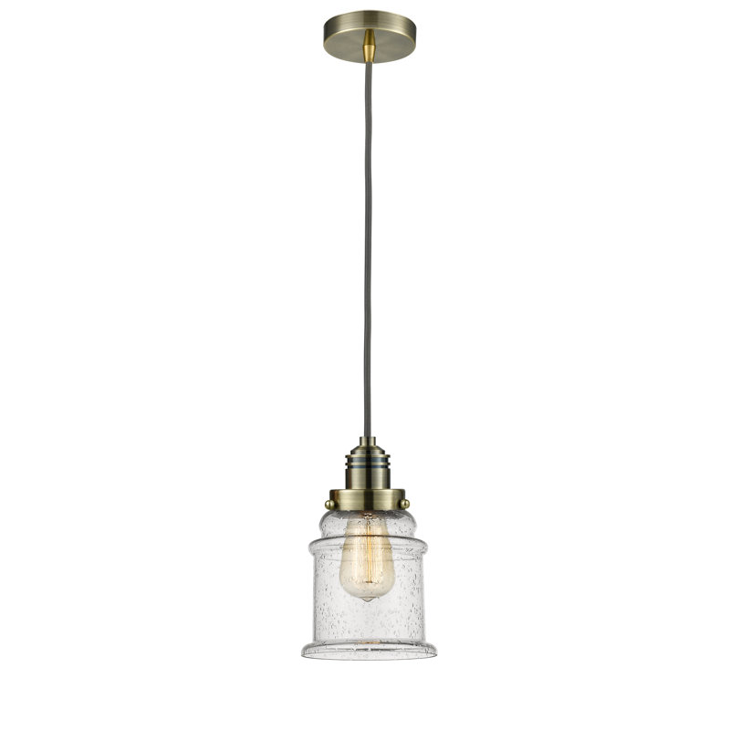 Cecil 1 - Light Single Pendant, Antique Brass/Gray
