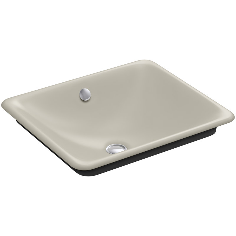 Iron Plains 6.3" Tall Metal Rectangular Bathroom Sink with Overflow, Sandbar