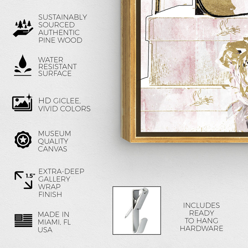 " Luxury Stacked Shoes Rose ", Gold Framed, 24" H x 16" W