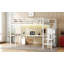 Lit mezzanine double avec bureau en L et port USB, lit mezzanine en métal avec garde-robe et tablette réglable, lit mezzanine haut avec DEL pour enfants, adolescents, adultes-1754717884
