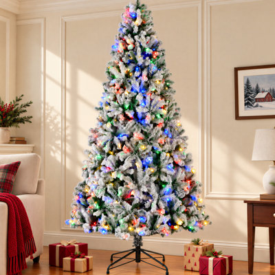 Arbre de Noël artificiel floqué avec lumières DEL