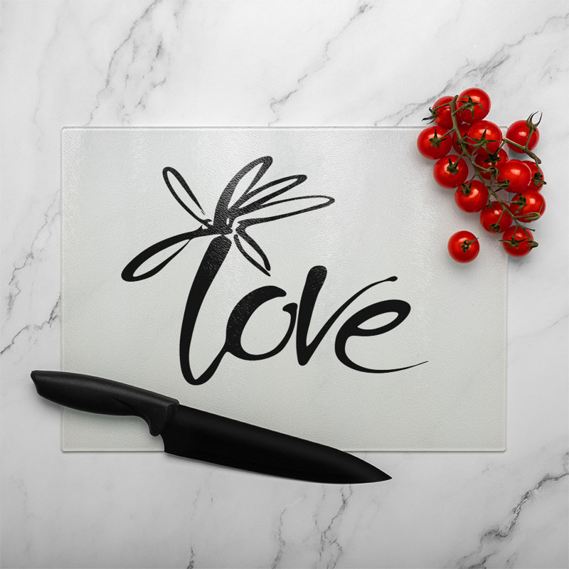 Love Type Glass Chopping Board