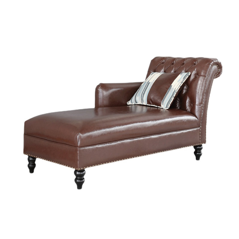 Chaise longue rembourrée Tidus, Accoudoir à droite (vu de face), Brun