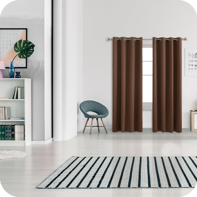 Prysilla Blackout Curtain Pair, Brown, 52cm Width x 138cm Drop