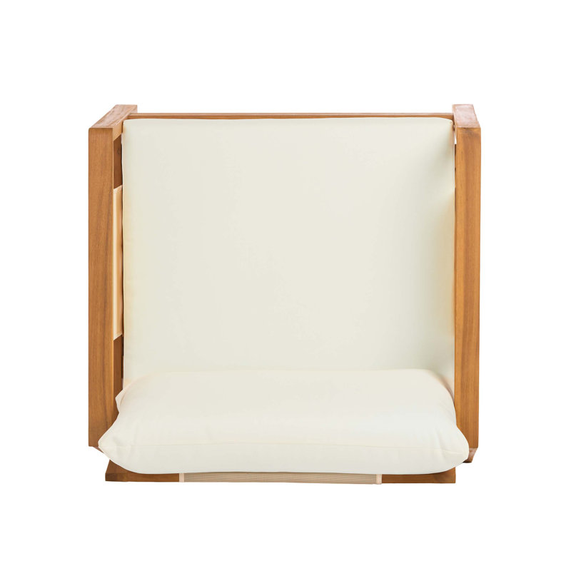 Ensemble de canapés d'extérieur 4 pièces avec coussins hydrofuges, structure en bois d'acacia, décorations en textilène et table basse assortie pour un patio, une terrasse ou une cour.