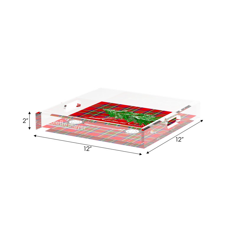 Acrylic Decorative Tray, 12"W x 12"D x 2"H