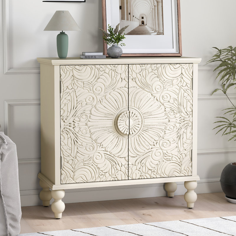 31.5" Sideboard with Solid Wood Legs, Beige