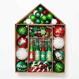 Ensemble de 70 décorations à billes incassables assorties