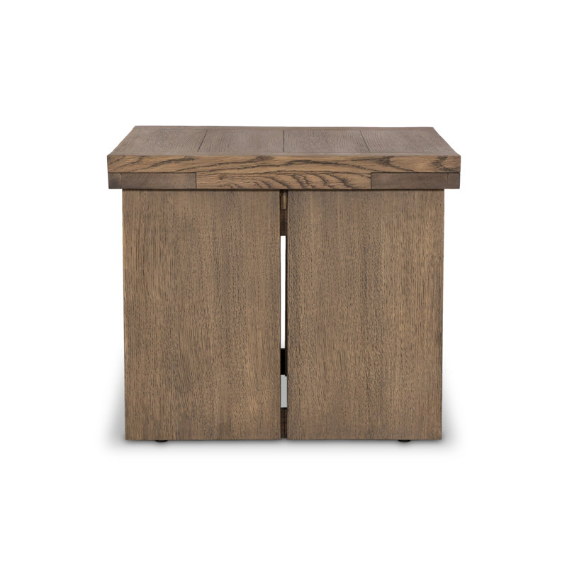 WARBY Solid Wood End Table, Worn Oak Veneer