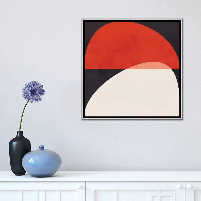 «Geometric Shapes I» par Ana Rut Bré - impression d'art graphique, H 18 po x l 18 po x 1,5 po, Toile avec cadre argenté