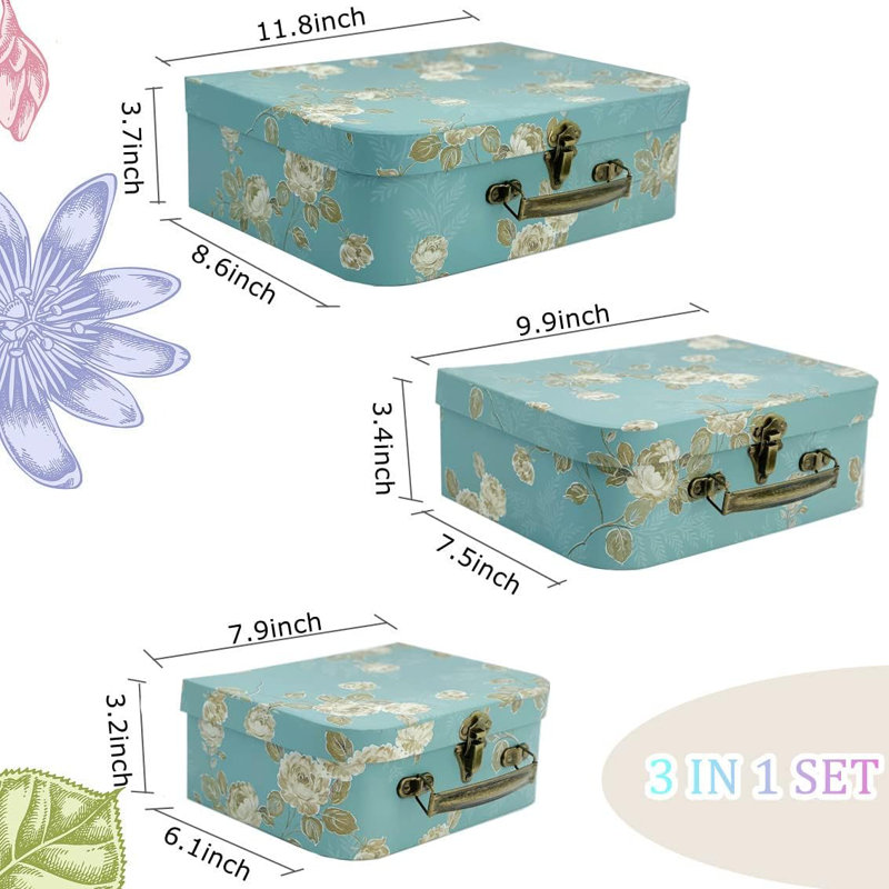 Decorative Box Set - 3 Storage Boxes with Lids, Keepsake & Trinket Boxes