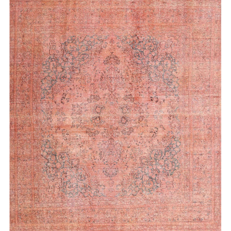 Tapis traditionnel beige/rouge Ignatius, Carré 3 pi