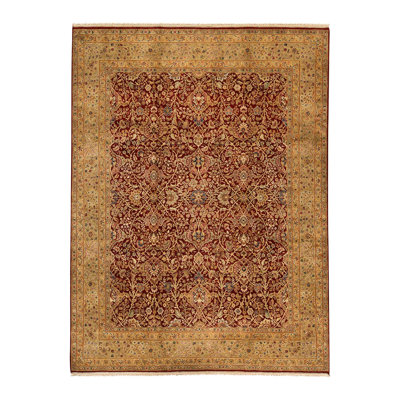 Tapis rouge et or de haute qualité noué à la main