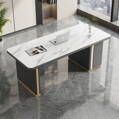 White Rectangle Stone Desks