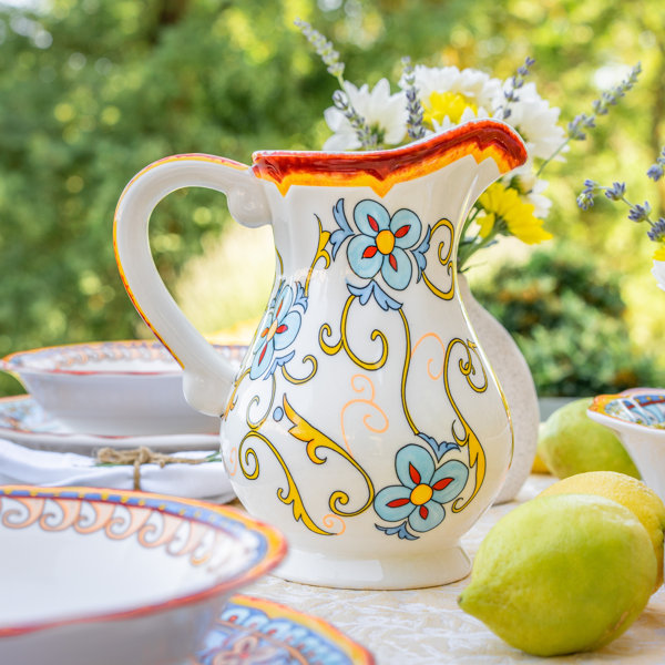 White Porcelain Hand Painted Cute Vintage Pitcher 