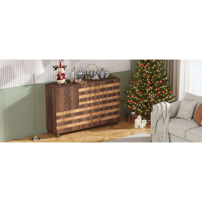 55"Buffet Sideboard Cabinet Storage, Walnut