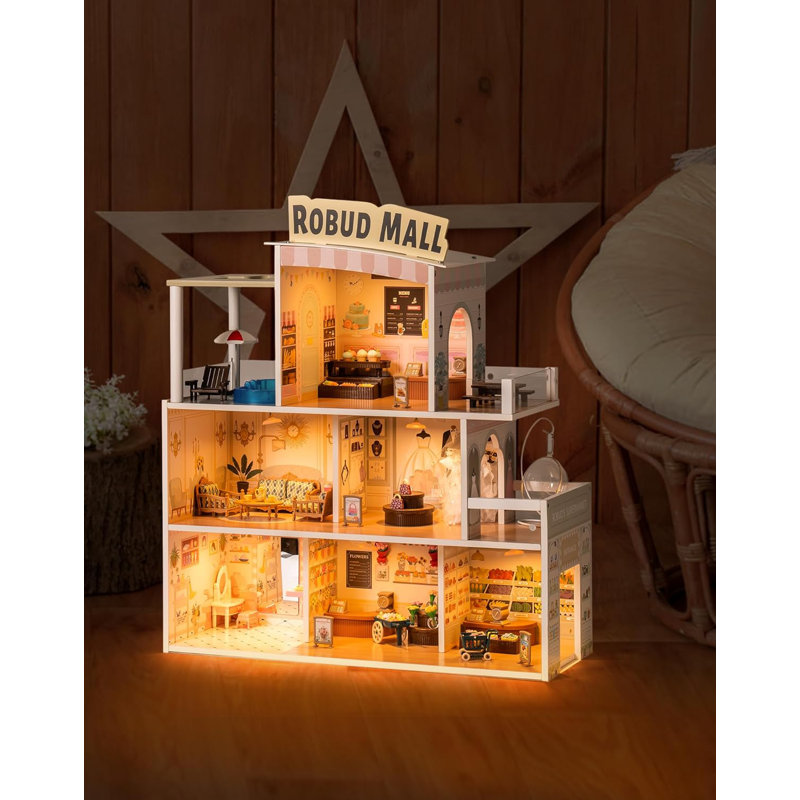 Maison de poupée en bois avec lumière