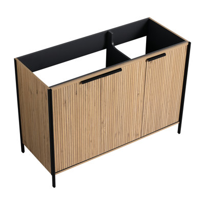 Meuble-lavabo moderne 48 po - Contreplaqué café, rangement autoportant, espace généreux
