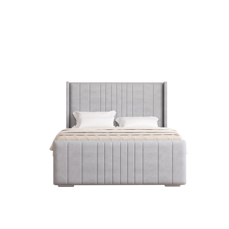 Denzel Upholstered Bed Frame, Single (3'), Light Silver