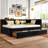 Daybed with Storage Drawers Upholstered Corner Bed with Headboard