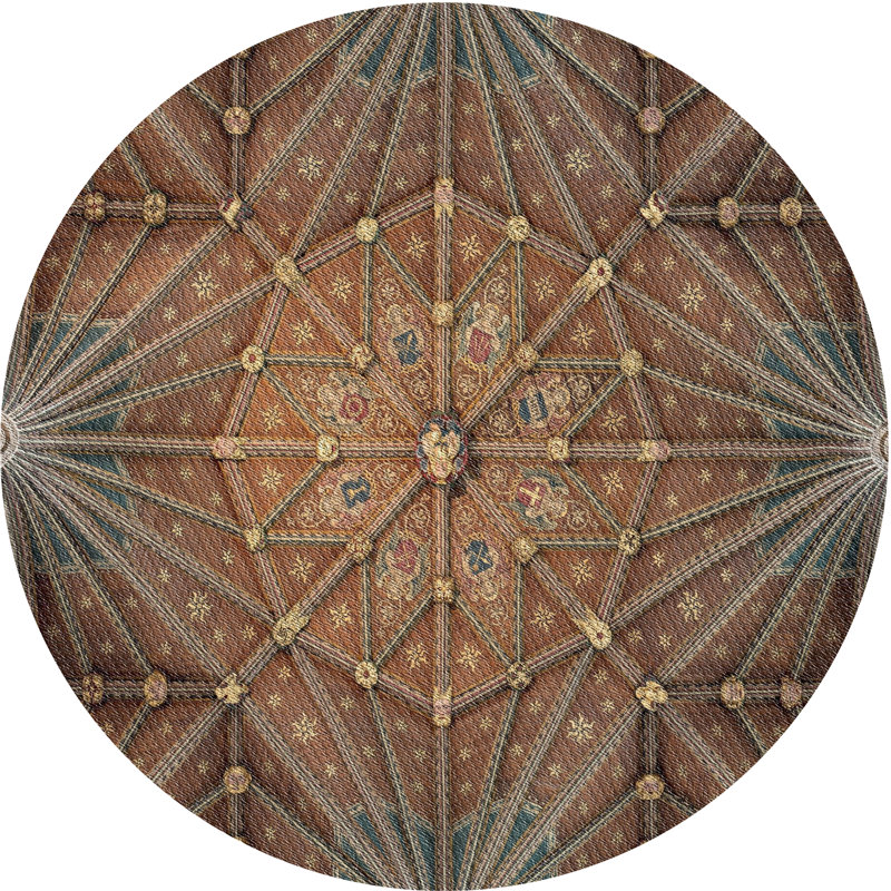 Tapis brun tissé à la machine, Rond 3 pi