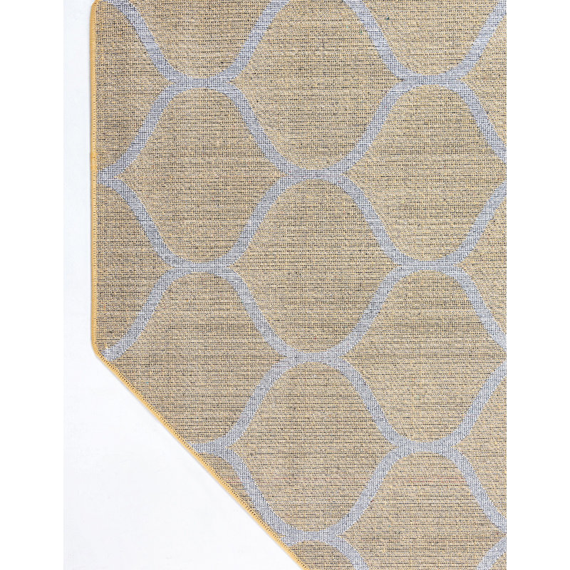 Tapis contemporain Tellaro de couleur blond, Octogone 5 pi x 5 pi