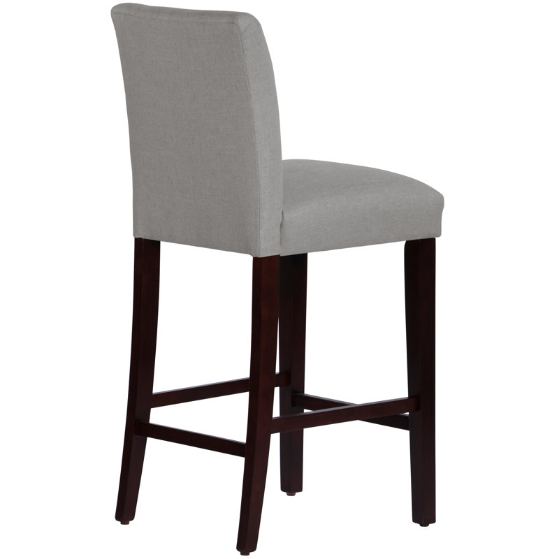 Tabouret de bar et de comptoir Hadrien, Tabouret de bar (siège d'une hauteur de 31 po), Lin Lin gris, Espresso