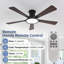 Ventilateur de plafond encastré noir intérieur / extérieur à DEL à intensité variable de 52 po avec éclairage et télécommande, 6 vitesses CC réversible sans bruit