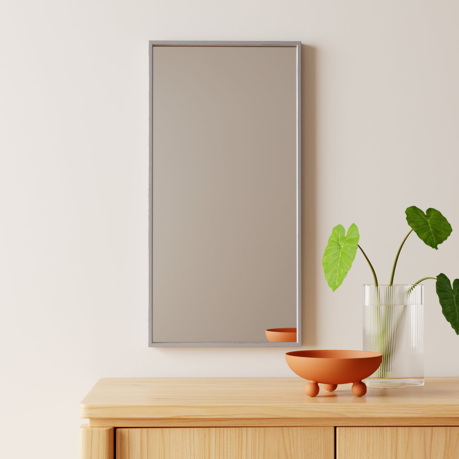 Sabine Metal Rectangle Wall Mirror, 14" x 28", Silver