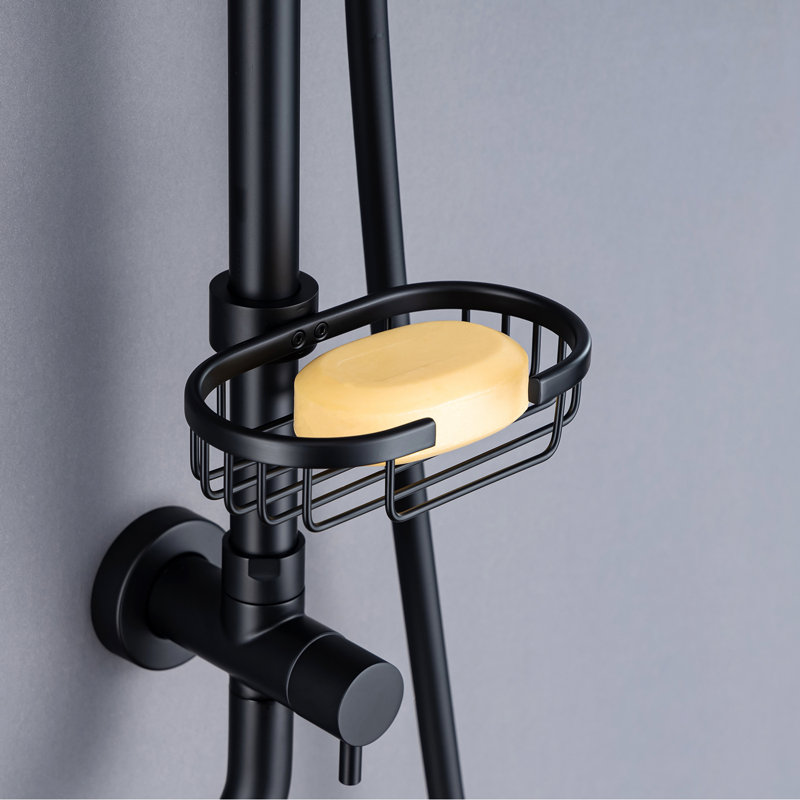 Matte Black Adjustable Height Rain Shower System with Handheld