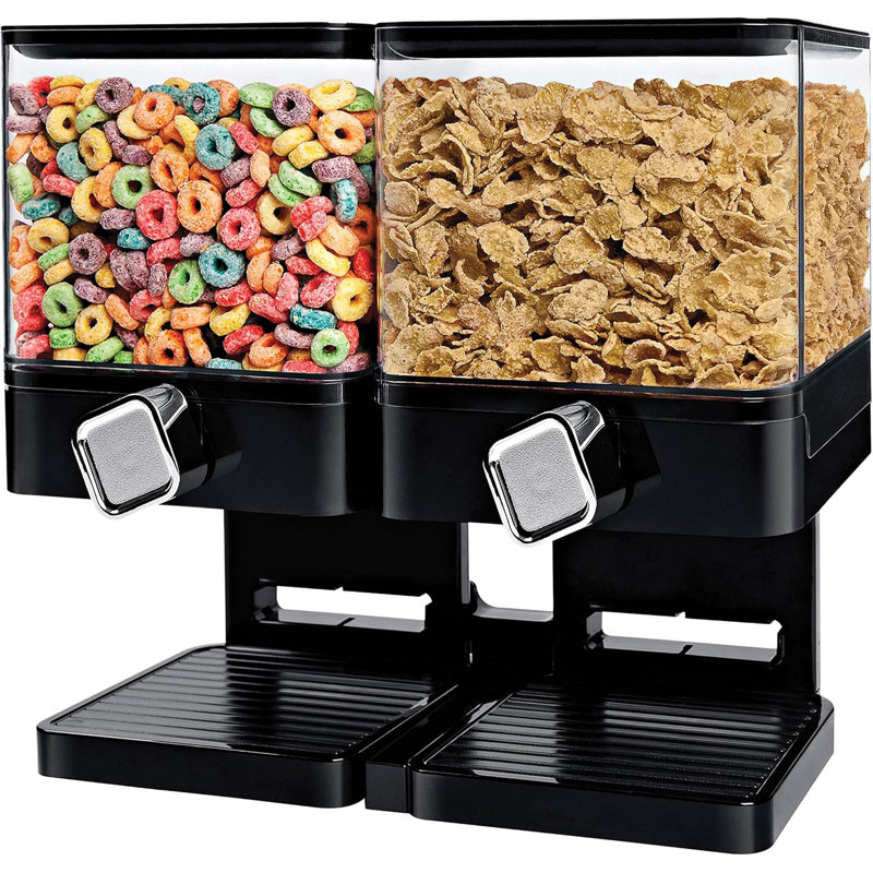 Distributeur compact d'aliments secs, double contrôle, Noir, noir, noir, noir