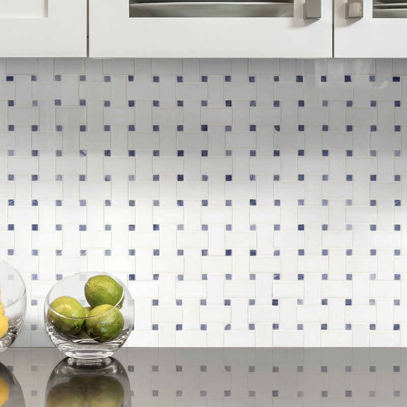 Loredana Weave 12 in. x 12 in. Polished Marble Mosaic Floor and Wall Tile, Azula
