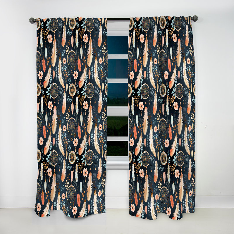 Dreamcatchers - motif bohème II - rideau bohémien - velours obscurcissant - 1 panneau, L 52 po x L 108 po
