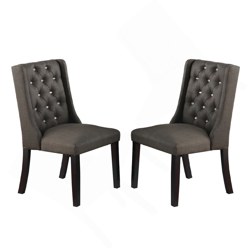 Ensemble de 2 chaises de salle à manger rembourrées en polyfibre, espresso